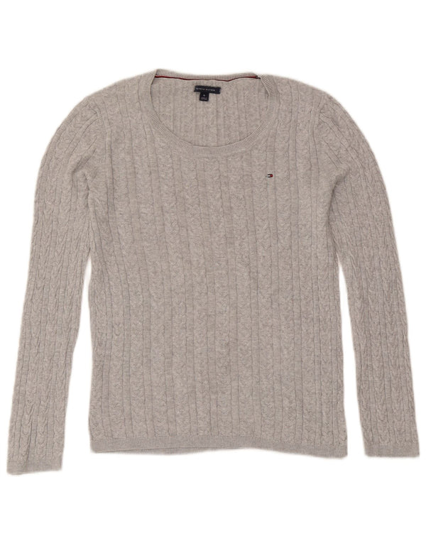Maglione maglione con scollo a barca da donna Tommy Hilfiger UK 12 Grigio medio chiazzato