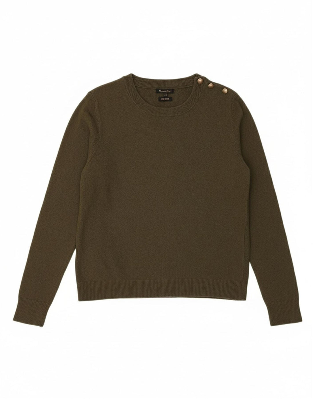 MASSIMO DUTTI Womens Crew Neck Jumper Sweater UK 12 Medium Khaki
