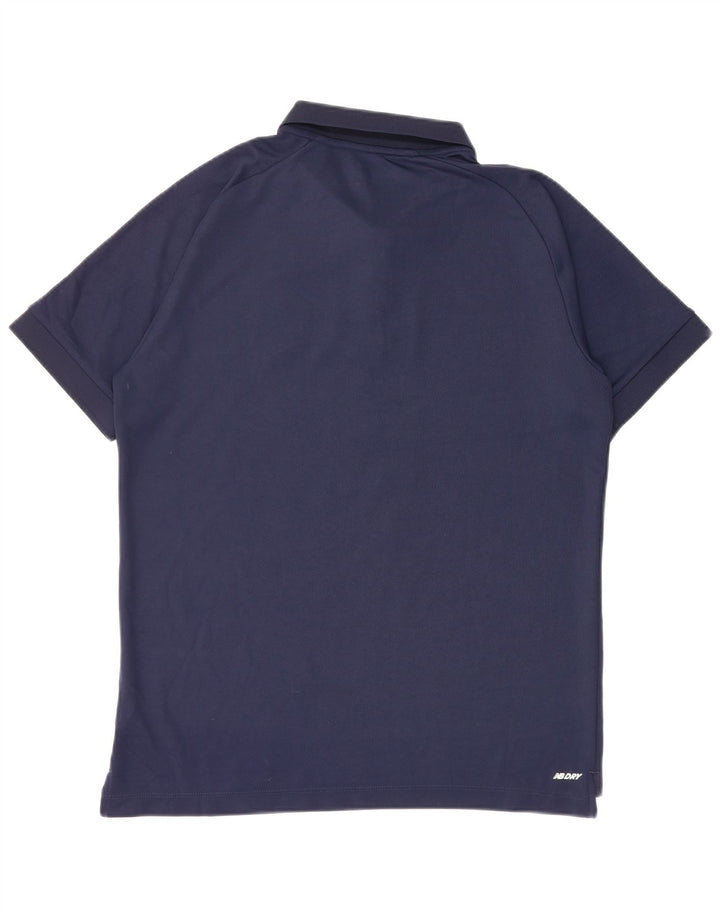 New Balance Mens Graphic Polo Shirt Medium Navy Blue Polyester