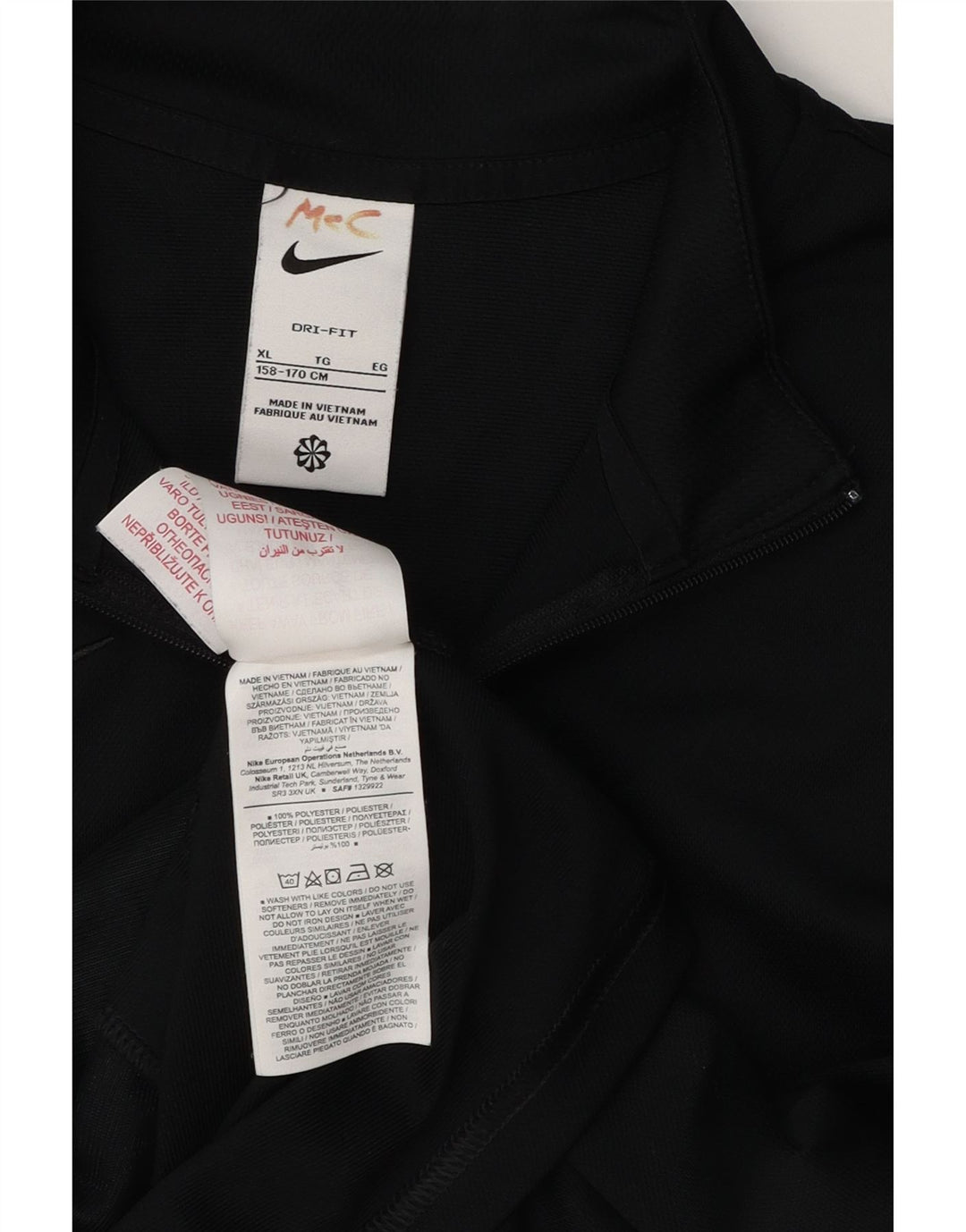 Nike Boys Dri Fit Tracksuit Top Jacket 13-14 Years XL Black Polyester
