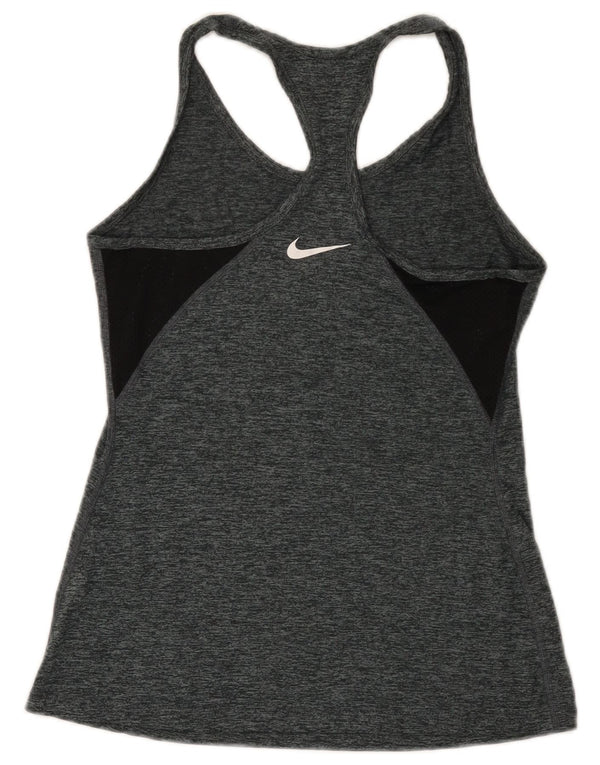 Nike Womens Dri Fit Vest Top UK 8 Small Grey Flecked Polyester