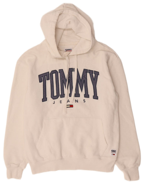 Tommy Hilfiger Mens Graphic Hoodie Jumper Small White Cotton