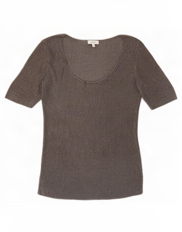 Reiss Womens Blouse Top UK 10 Small Grey Flecked
