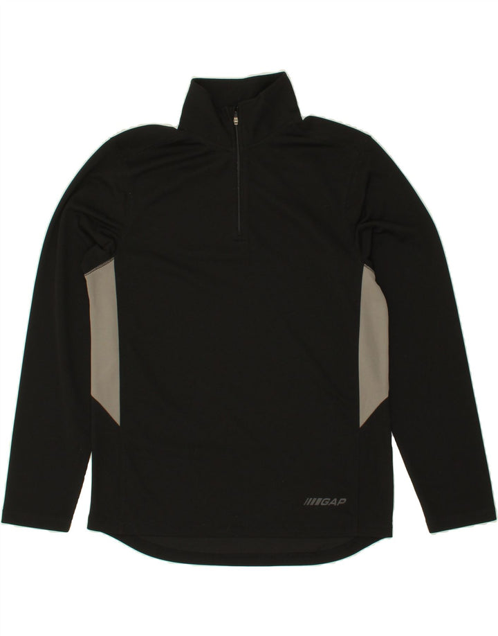 GAP Mens Zip Neck Pullover Tracksuit Top Small Black Colourblock Polyester Vintage Gap and Second-Hand Gap from Messina Hembry 