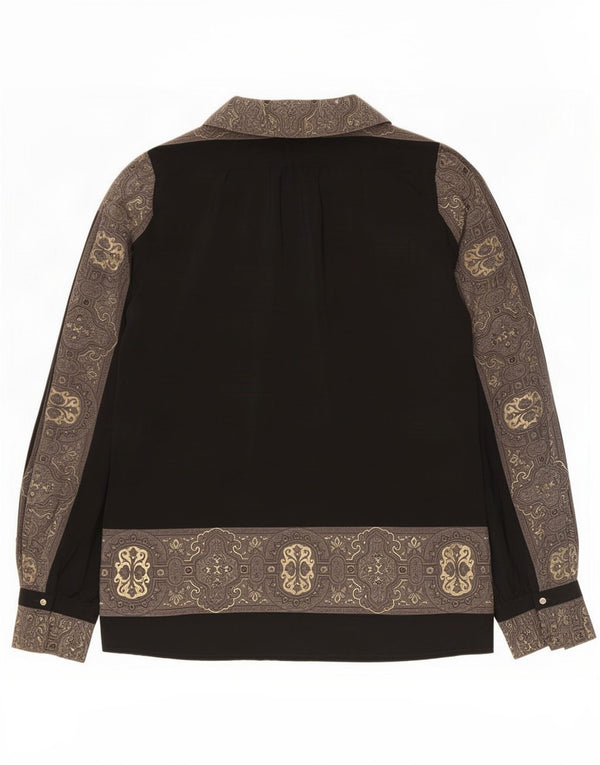 Pancaldi Womens Shirt Blouse IT 46 Large Black Paisley