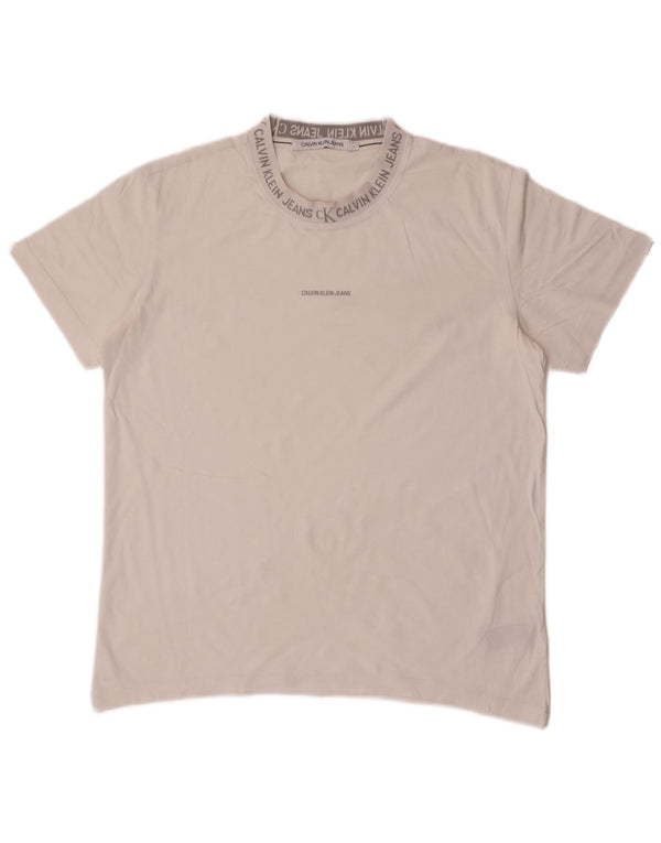 Calvin Klein Jeans Herre grafisk T-shirt Top Stor hvid bomuld