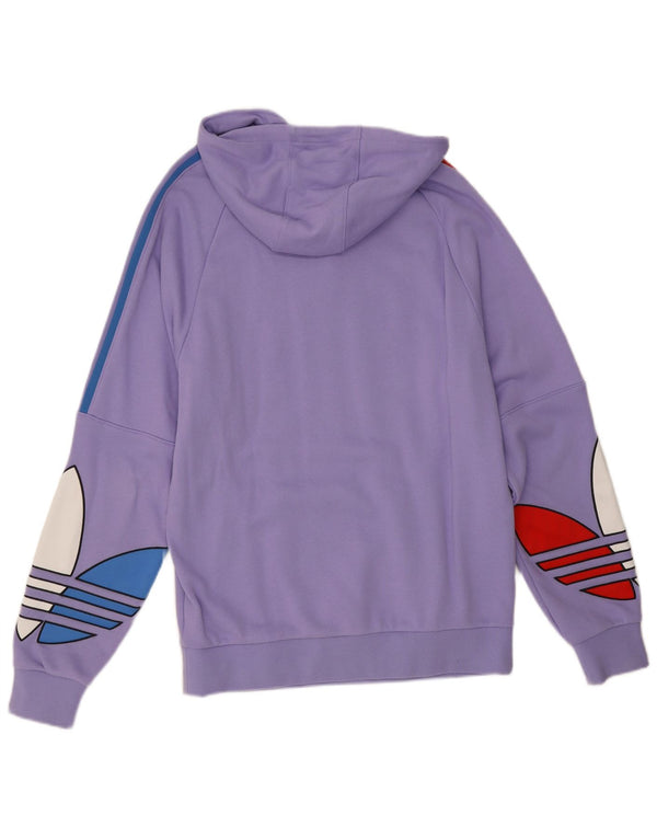 Adidas Womens Graphic Hoodie Jumper UK 16 Large Purple Cotton