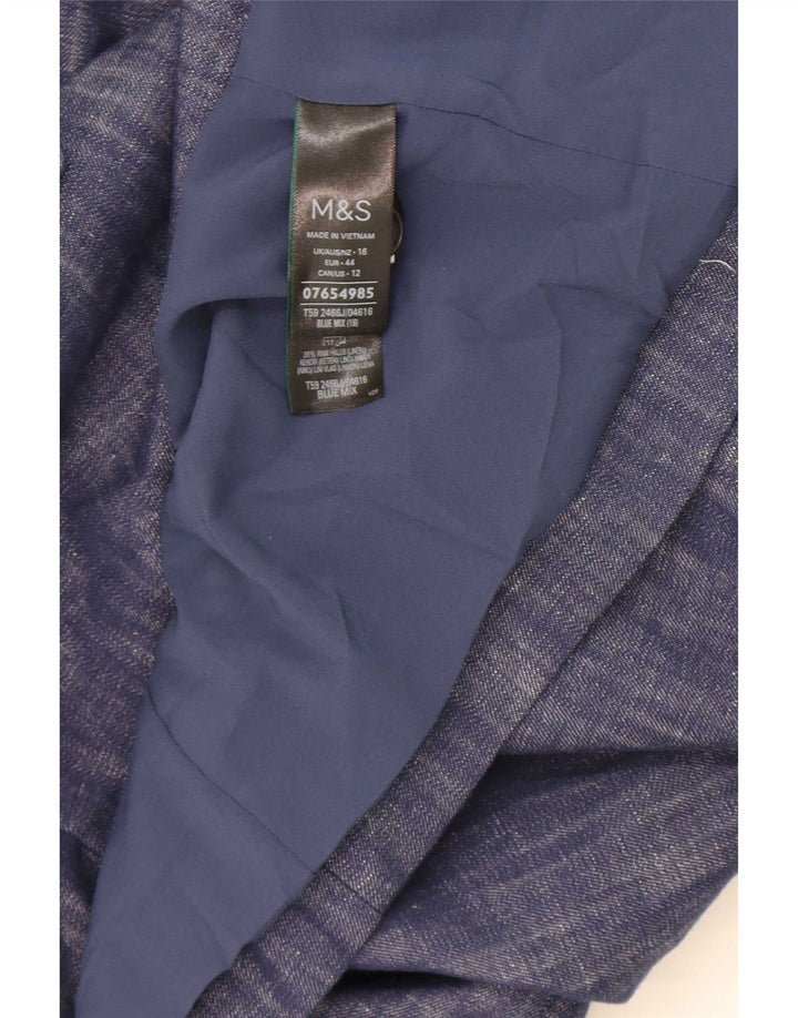 Marks & Spencer Damen-Blazerjacke mit 2 Knöpfen, UK 16, Größe L, Marineblau, Baumwolle
