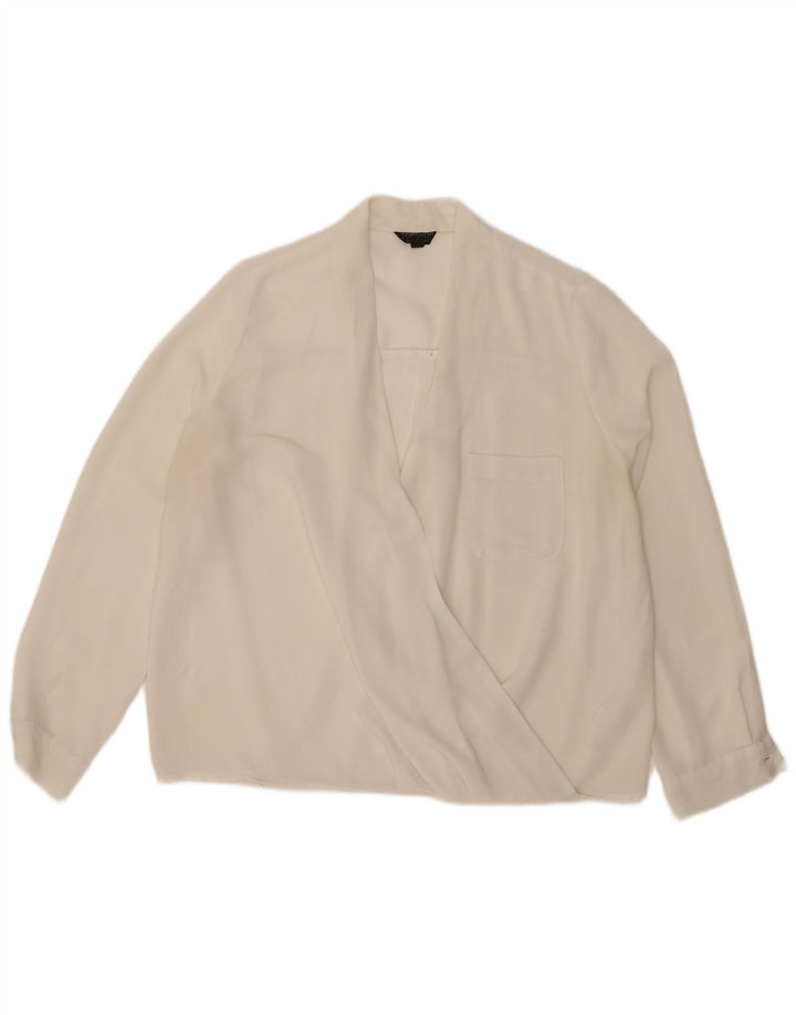 Topshop Blusa de manga larga para mujer Top UK 42 Poliéster blanco mediano
