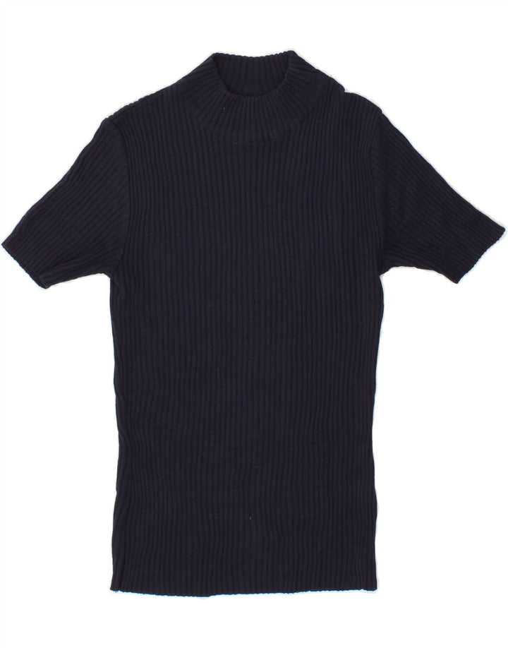 PENNY BLACK Womens Turtle Neck Jumper Sweater UK 12 Medium Navy Blue Vintage Penny Black and Second-Hand Penny Black from Messina Hembry 