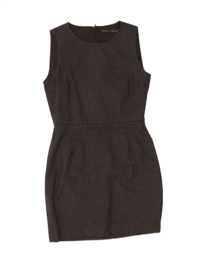 ZARA Womens Sleeveless Sheath Dress UK 12 Medium Grey Herringbone Vintage Zara and Second-Hand Zara from Messina Hembry 