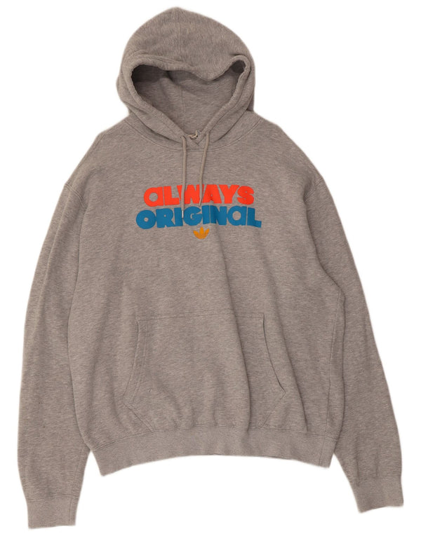 Adidas Herren Graphic Hoodie Pullover XL Grau gefleckte Baumwolle