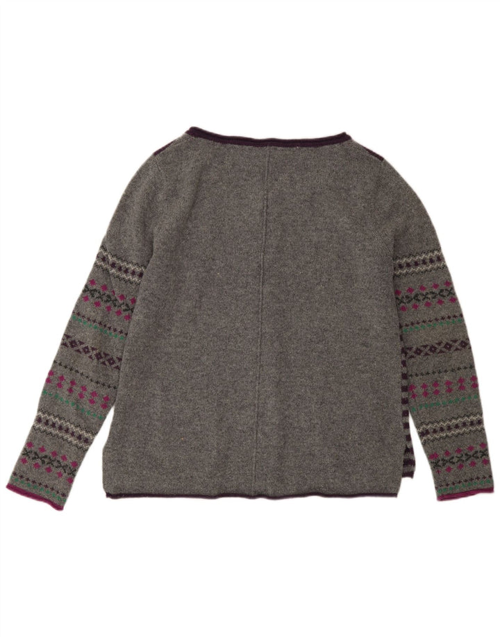 White Stuff Womens Cardigan Sweater UK 12 Medium  Grey Striped Wool