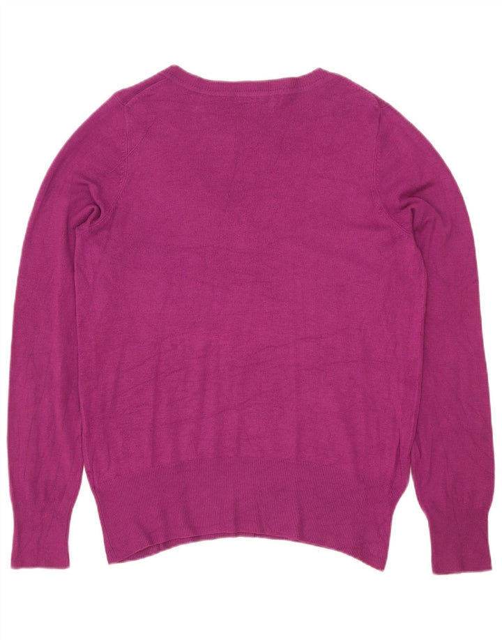 Marks & Spencer Womens V-Neck Jumper Sweater UK 14 Medium Maroon Viscose