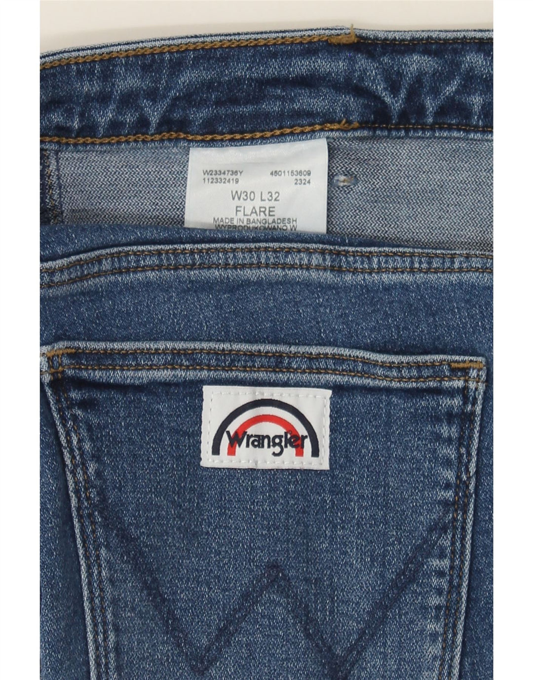 WRANGLER Womens Flared Jeans W30 L29 Blue Cotton Vintage Wrangler and Second-Hand Wrangler from Messina Hembry 