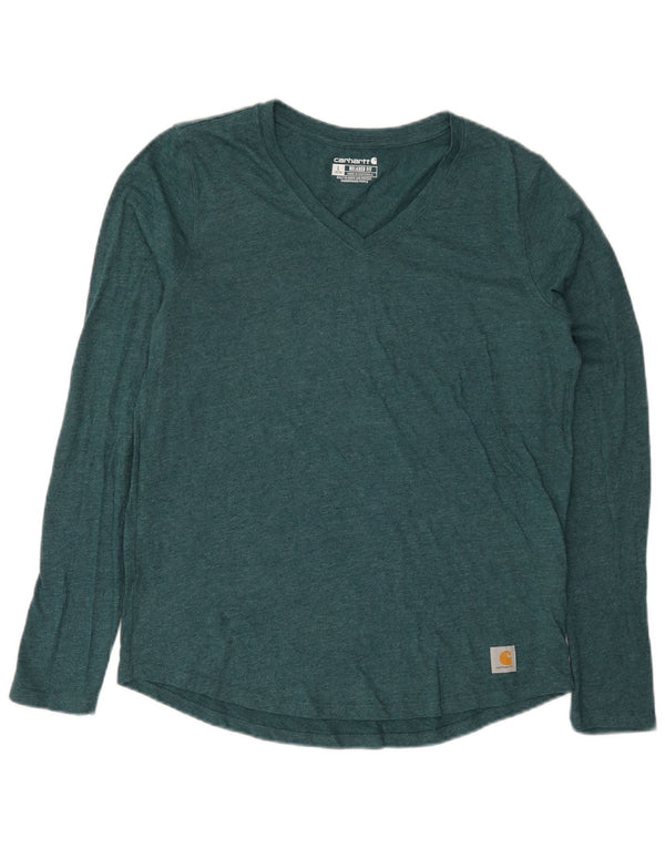 Carhartt Womens Relaxed Fit Top Long Sleeve US 12/14 Large Green Flecked