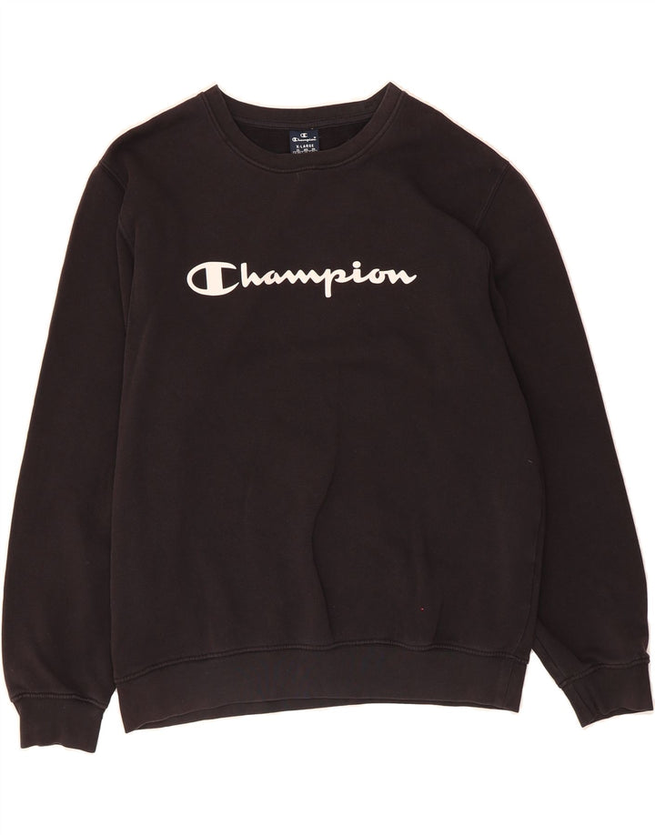 CHAMPION Mens Graphic Sweatshirt Jumper XL Black Cotton Vintage Champion and Second-Hand Champion from Messina Hembry 