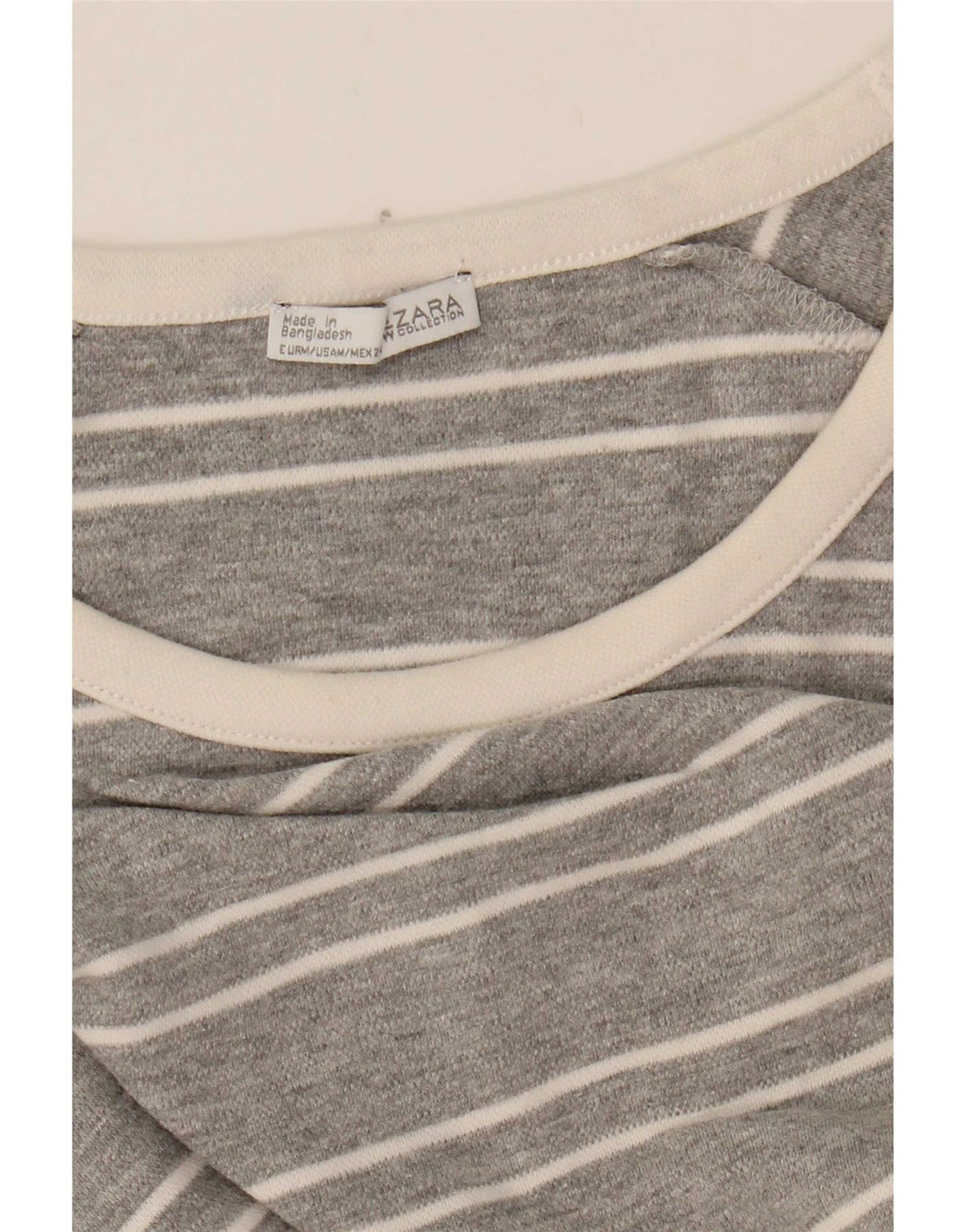 Zara Womens Top Long Sleeve UK 14 Medium Grey Striped