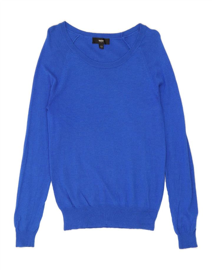 MOSSIMO Womens Boat Neck Jumper Sweater UK 12 Medium Blue Nylon Vintage Mossimo and Second-Hand Mossimo from Messina Hembry 