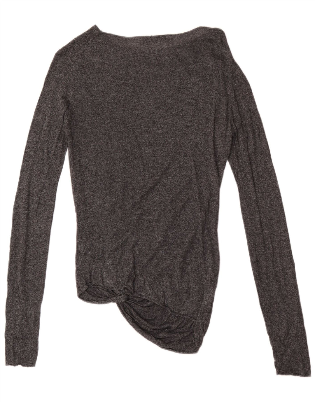 Zara Womens Top Long Sleeve UK 12 Medium Grey Acrylic