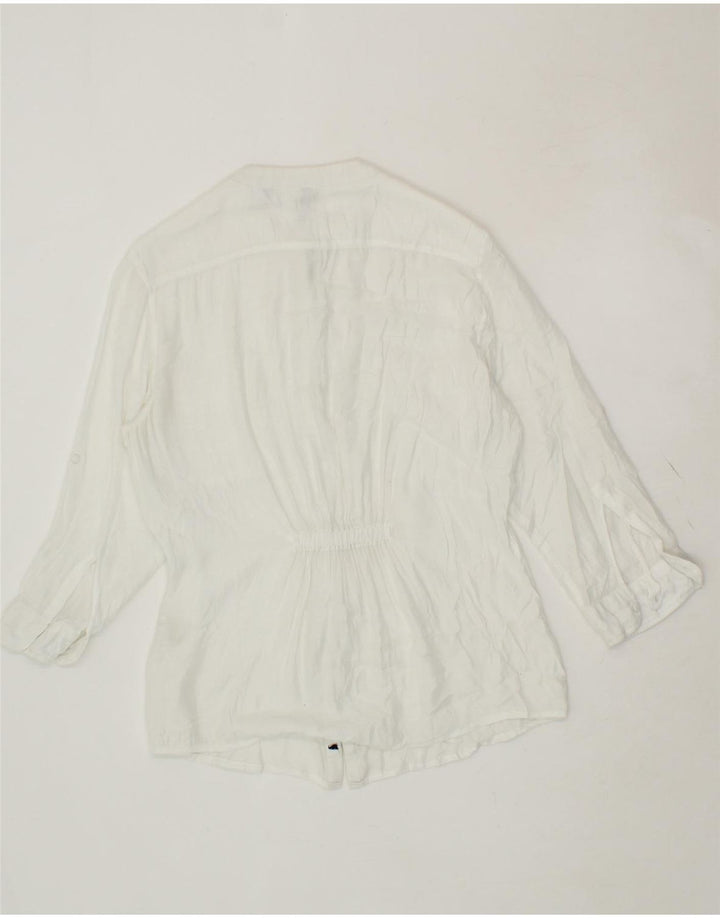 WOOLRICH Womens 3/4 Sleeve Shirt Blouse UK 14 Medium White Viscose Vintage Woolrich and Second-Hand Woolrich from Messina Hembry 