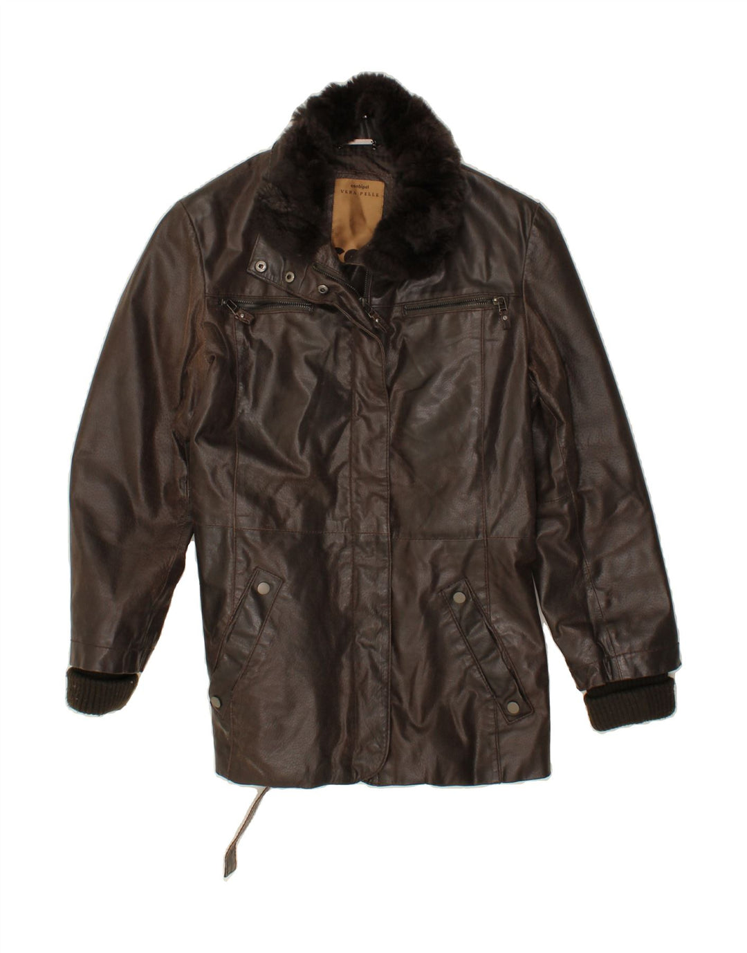 CONBIPEL Womens Leather Jacket IT 48 XL Brown Leather Vintage Conbipel and Second-Hand Conbipel from Messina Hembry 