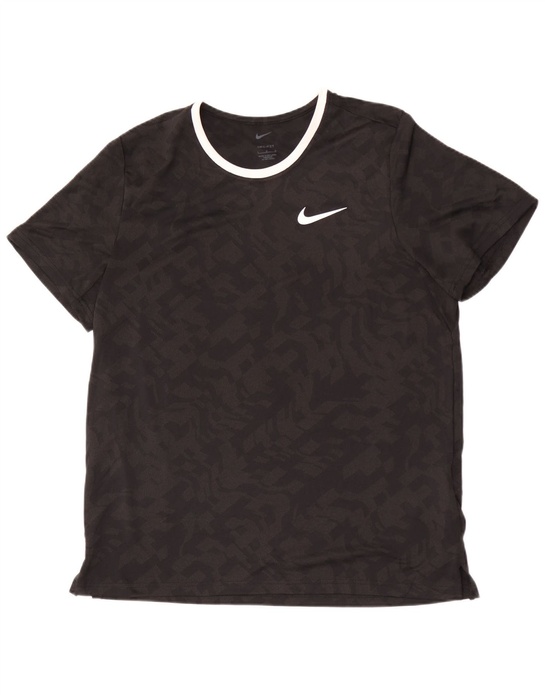 Nike Mens Dri Fit T-Shirt Top Large Black Camouflage Polyester