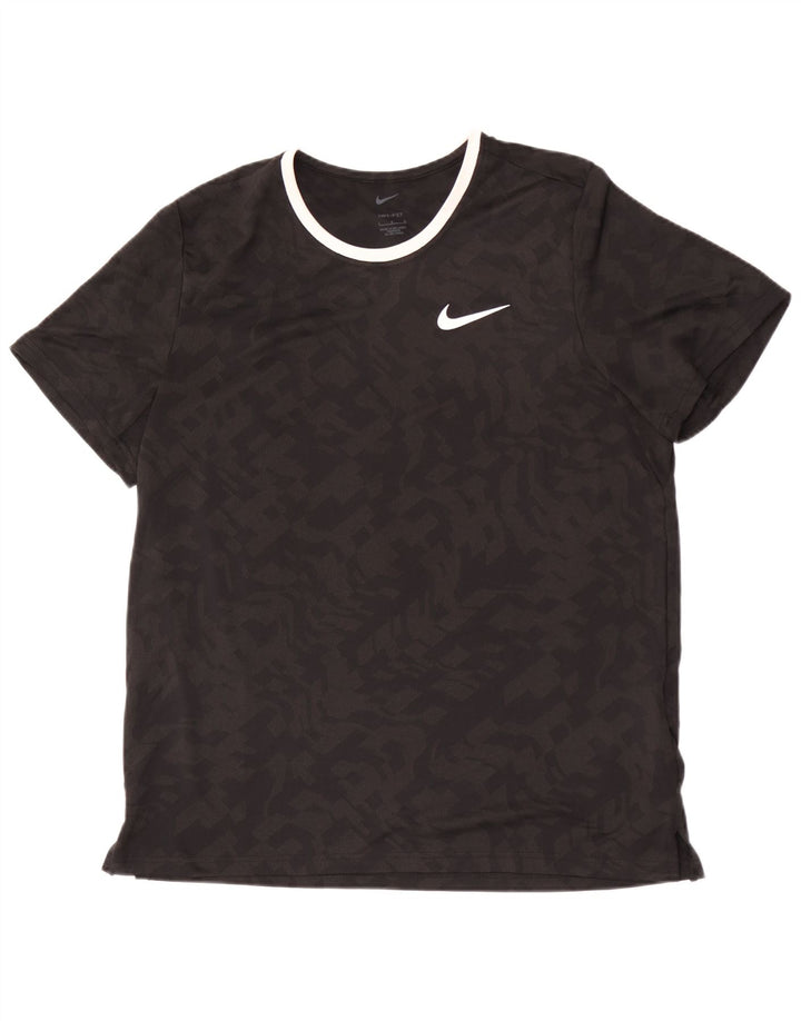 Nike Mens Dri Fit T-Shirt Top Large Black Camouflage Polyester