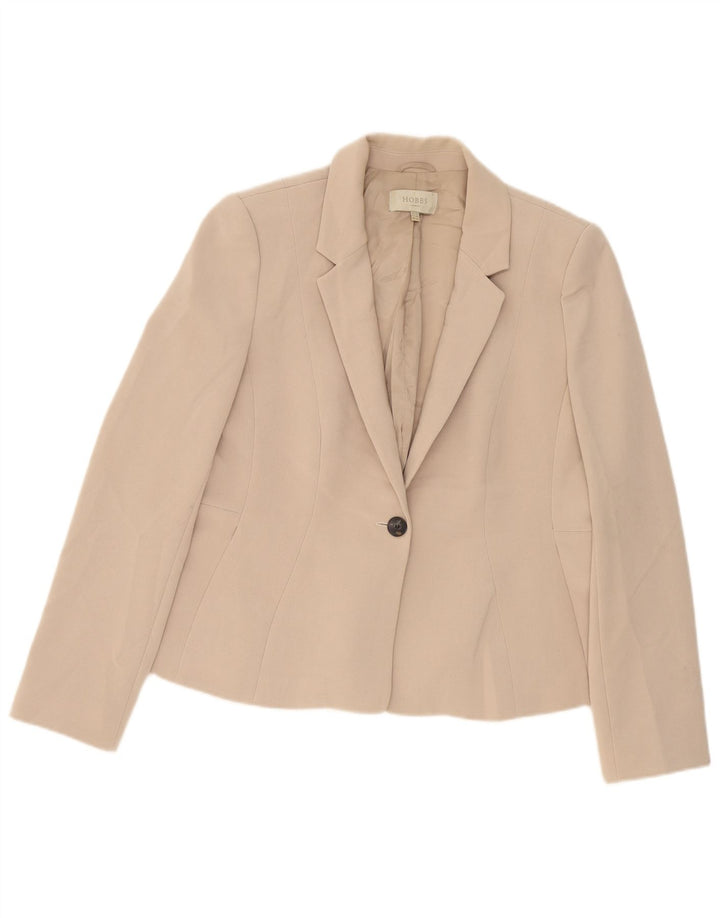 Hobbs Womens 1 Button Blazer Jacket UK 16 Large Beige Polyester