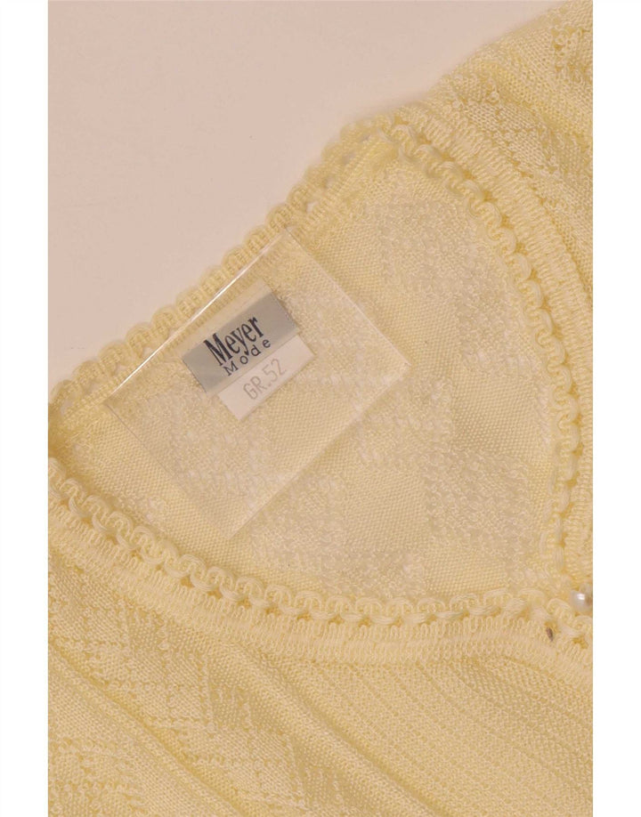 Vintage Womens Knit Blouse Top IT 52 2XL Off White Polyacrylic