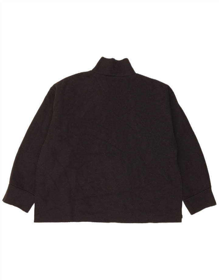 Zara Womens Oversized Zip Neck Jumper Sweater UK 14 Medium Black Polyester