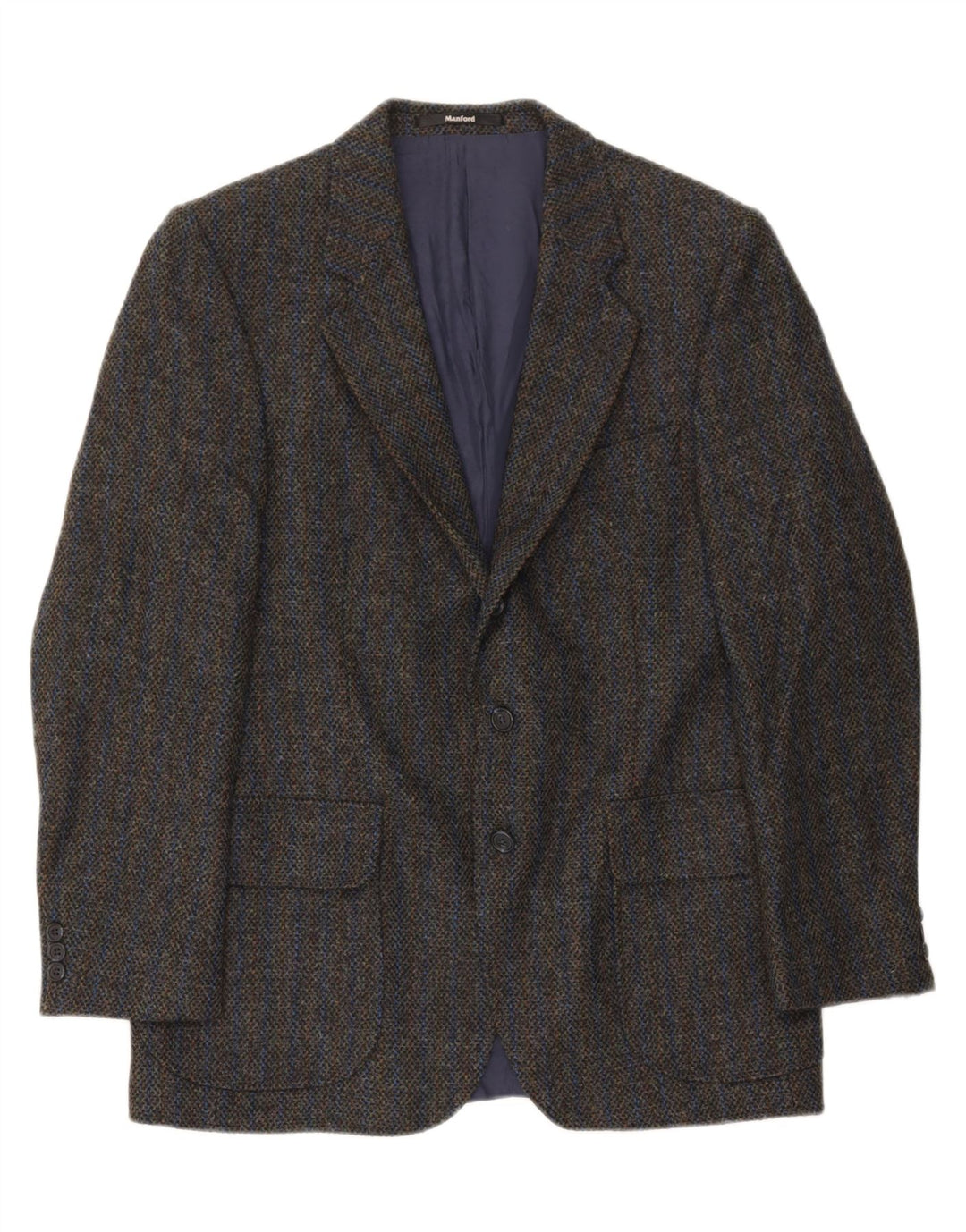 VINTAGE Mens 3 Button Blazer Jacket UK 40 Large Grey Striped Wool Vintage Vintage and Second-Hand Vintage from Messina Hembry 
