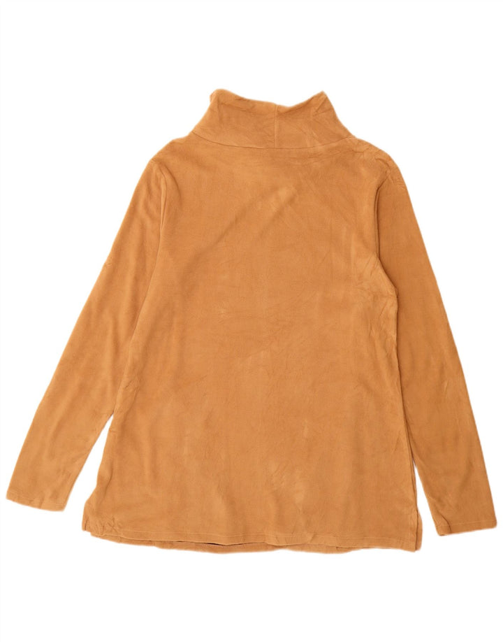 Eddie Bauer Womens Longline Fleece Jumper UK 14 Medium Brown Polyester