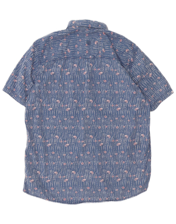 Fat Face Mens Short Sleeve Classic Fit Shirt Medium Blue Floral Cotton