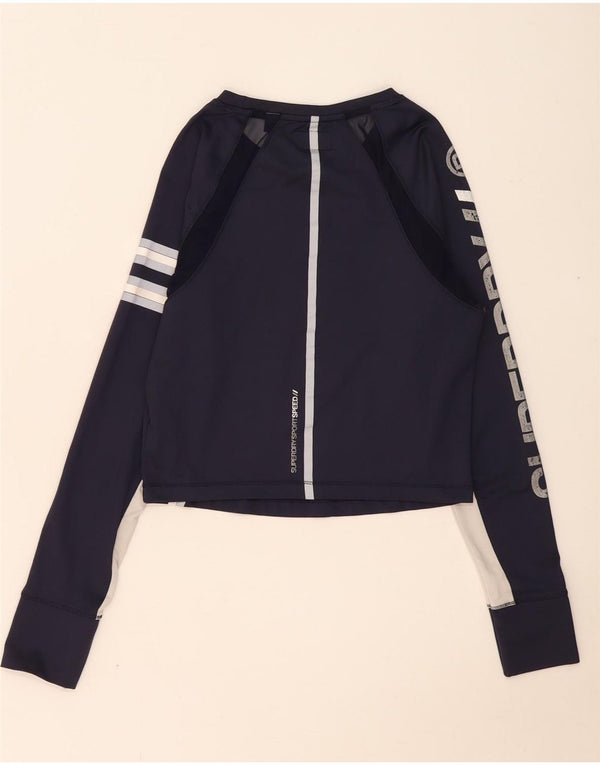 Superdry Grafisk Top Langærmet UK 12 Medium Navy Blue Colourblock