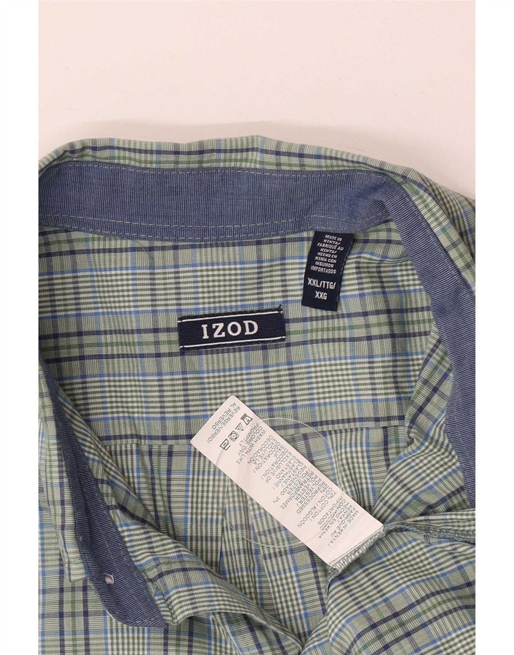 Izod Mens Regular Fit Shirt 2XL Green Check Cotton
