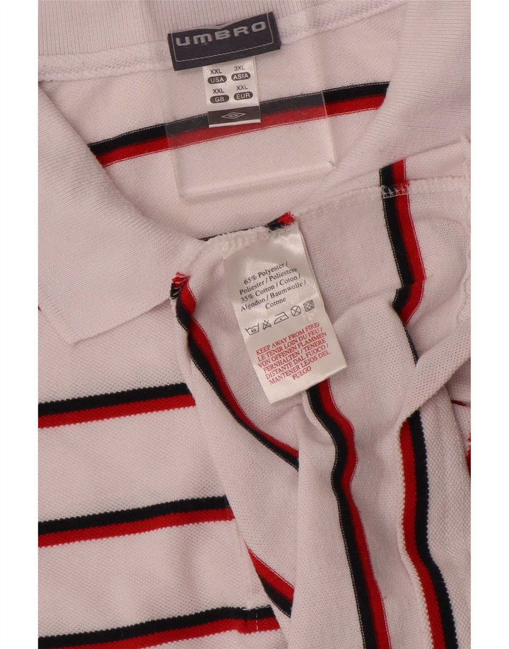 Umbro Mens Polo Shirt 2XL White Striped Polyester