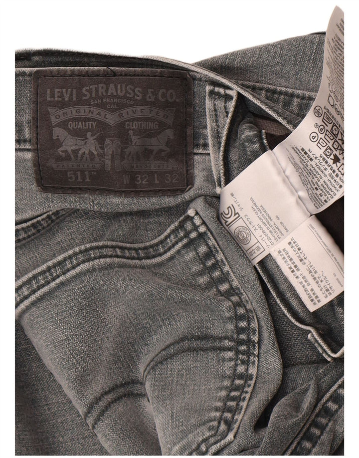 Levi's Uomo 511 Slim Jeans W32 L32 Cotone Grigio