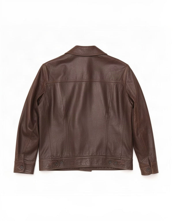 Giacca in pelle vintage da uomo UK 40 grande marrone