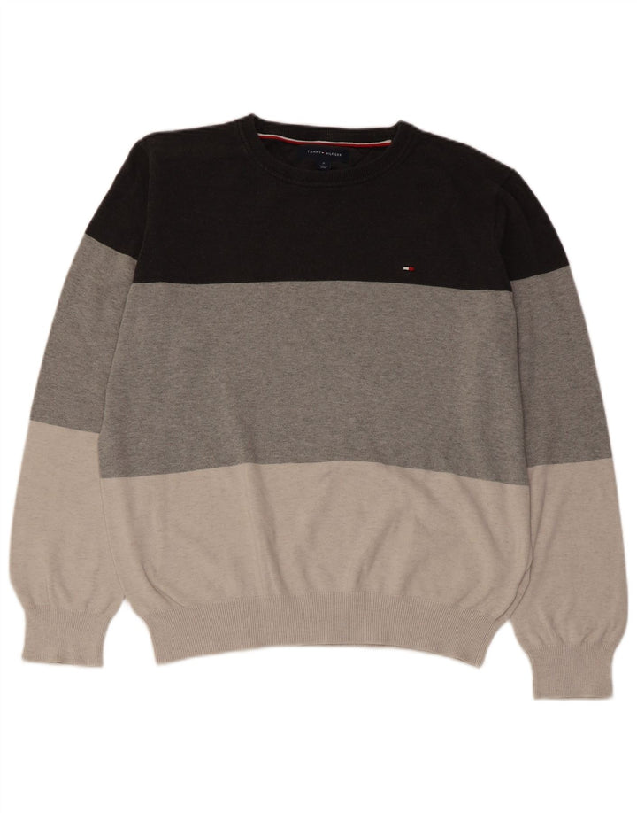 TOMMY HILFIGER Jersey tipo jersey con cuello redondo para hombre, talla mediana, multicolor