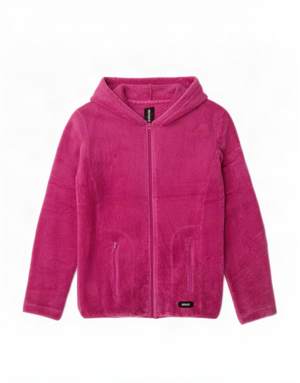 Brugi Chaqueta polar con capucha para mujer UK 46 Grande Poliéster rosa