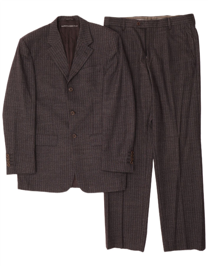 Gianfranco Ferre Mens 2 Piece Suit UK 38 Medium W34 L33 Grey Pinstripe