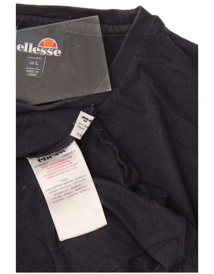 ELLESSE Mens T-Shirt Top Large Navy Blue Cotton