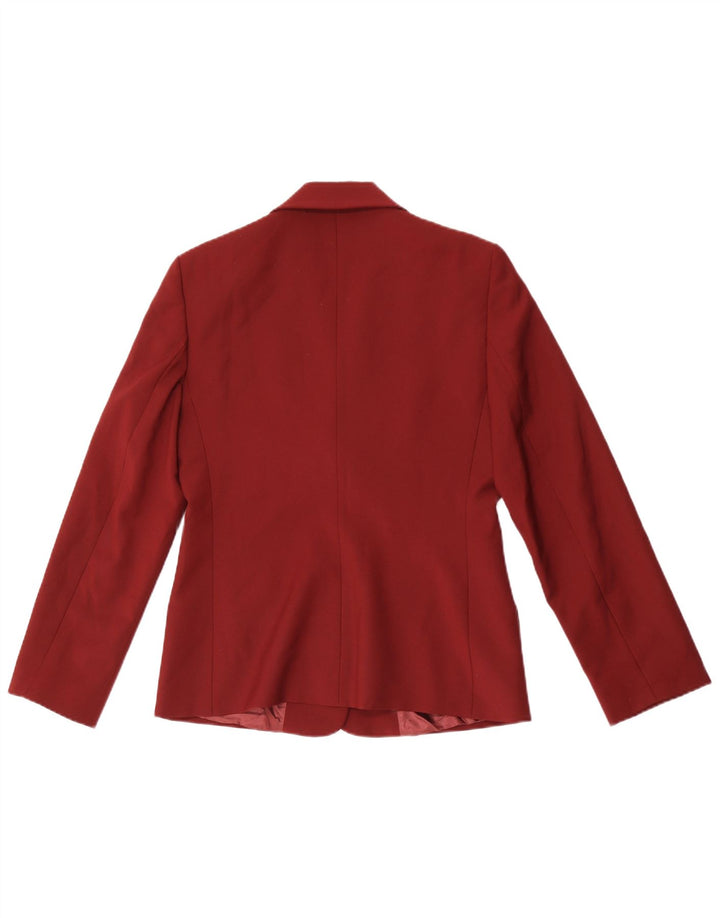 Benetton Womens 3 Button Blazer Jacket IT 42 Medium Burgundy Polyester