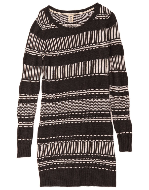 Roxy Langarm-Pulloverkleid für Damen UK 12 Mittelschwarz gestreift aus Baumwolle