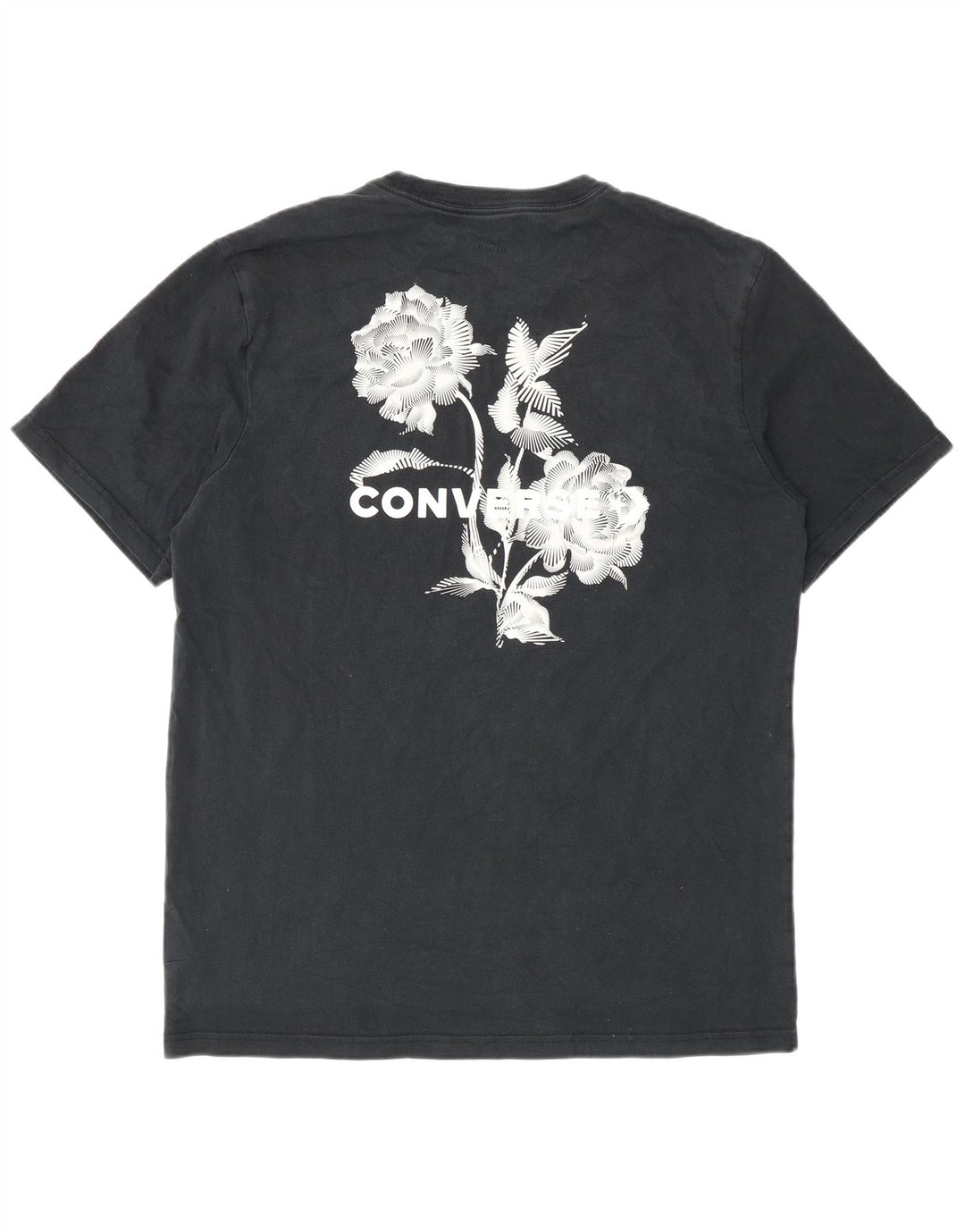 Converse Mens Graphic T-Shirt Top Large Black Cotton