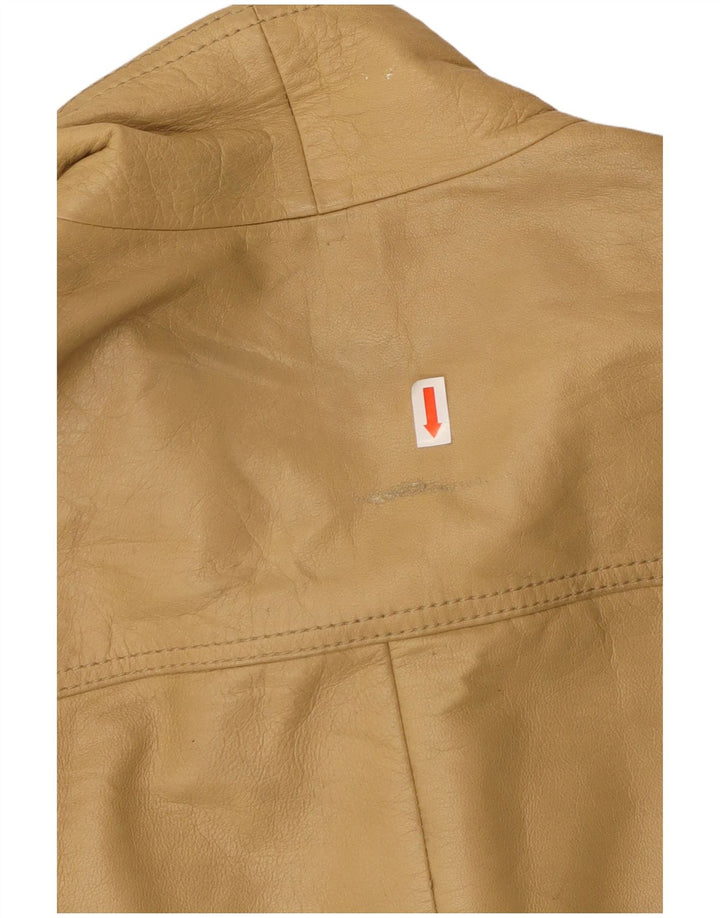 VINTAGE Mens Leather Jacket IT 52 XL Beige