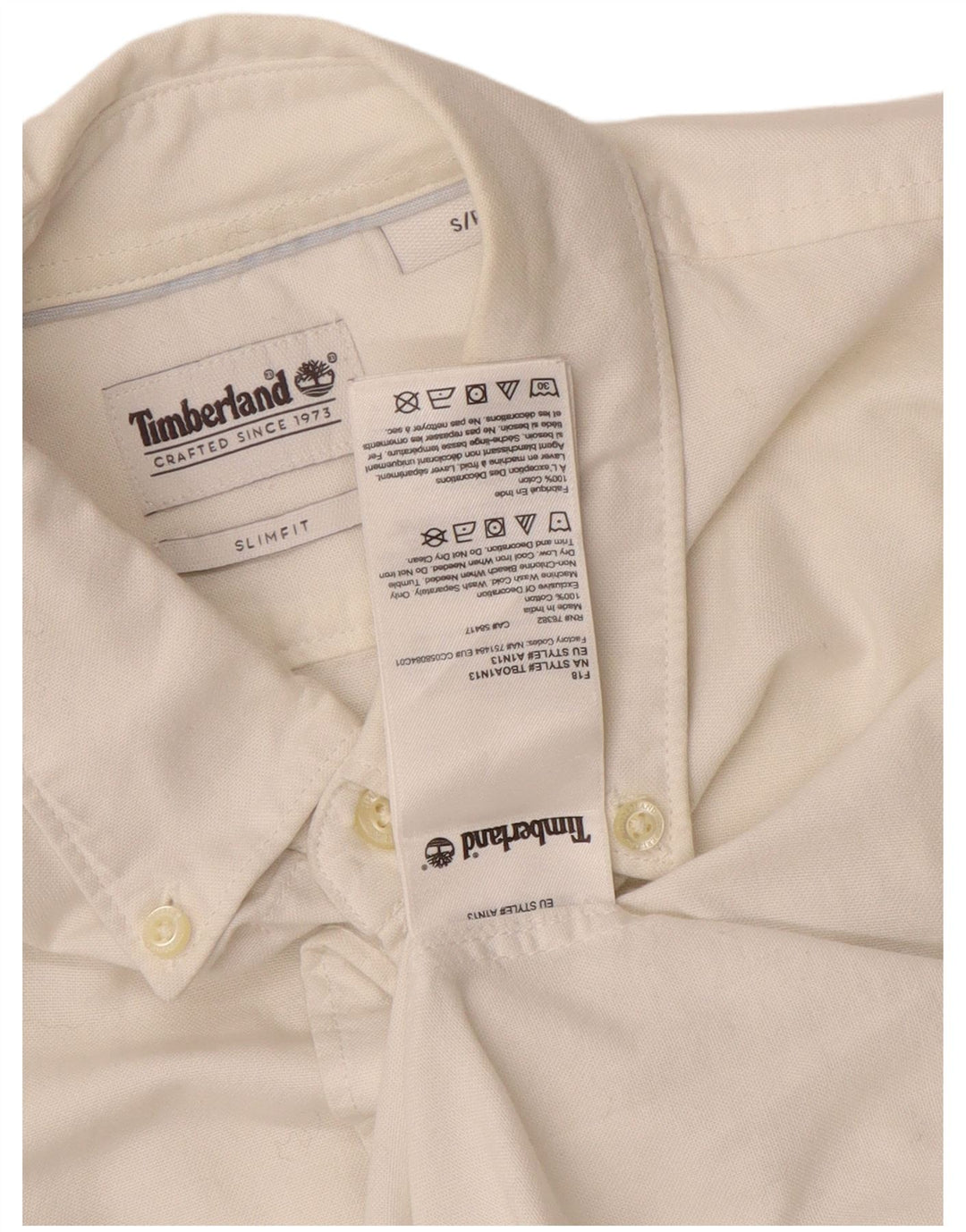 Timberland Mens Slim Fit Shirt Small White Cotton