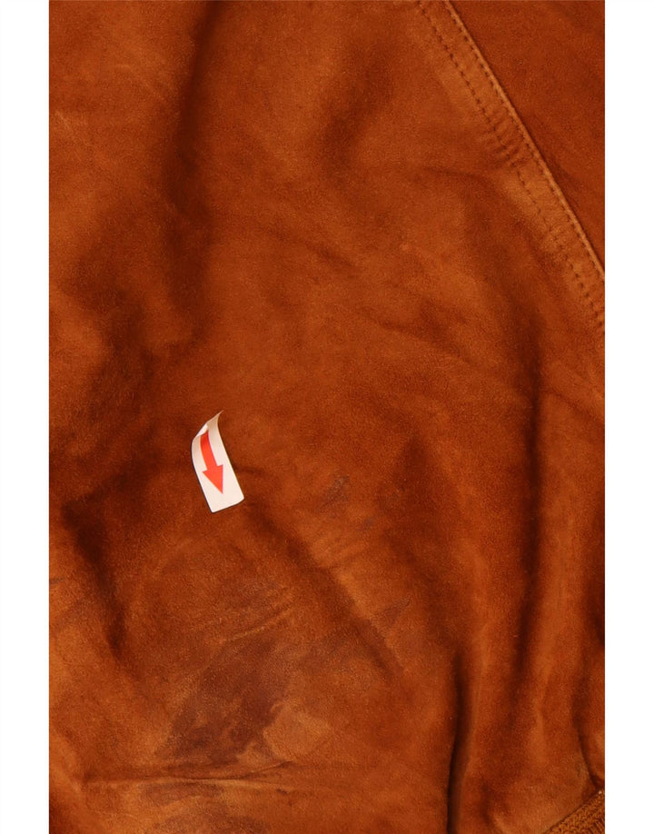 Vintage Mens Suede Bomber Jacket IT 56 3XL Brown Leather
