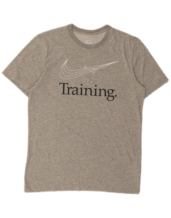 NIKE Mens Dri Fit Graphic T-Shirt Top Medium Grey Cotton